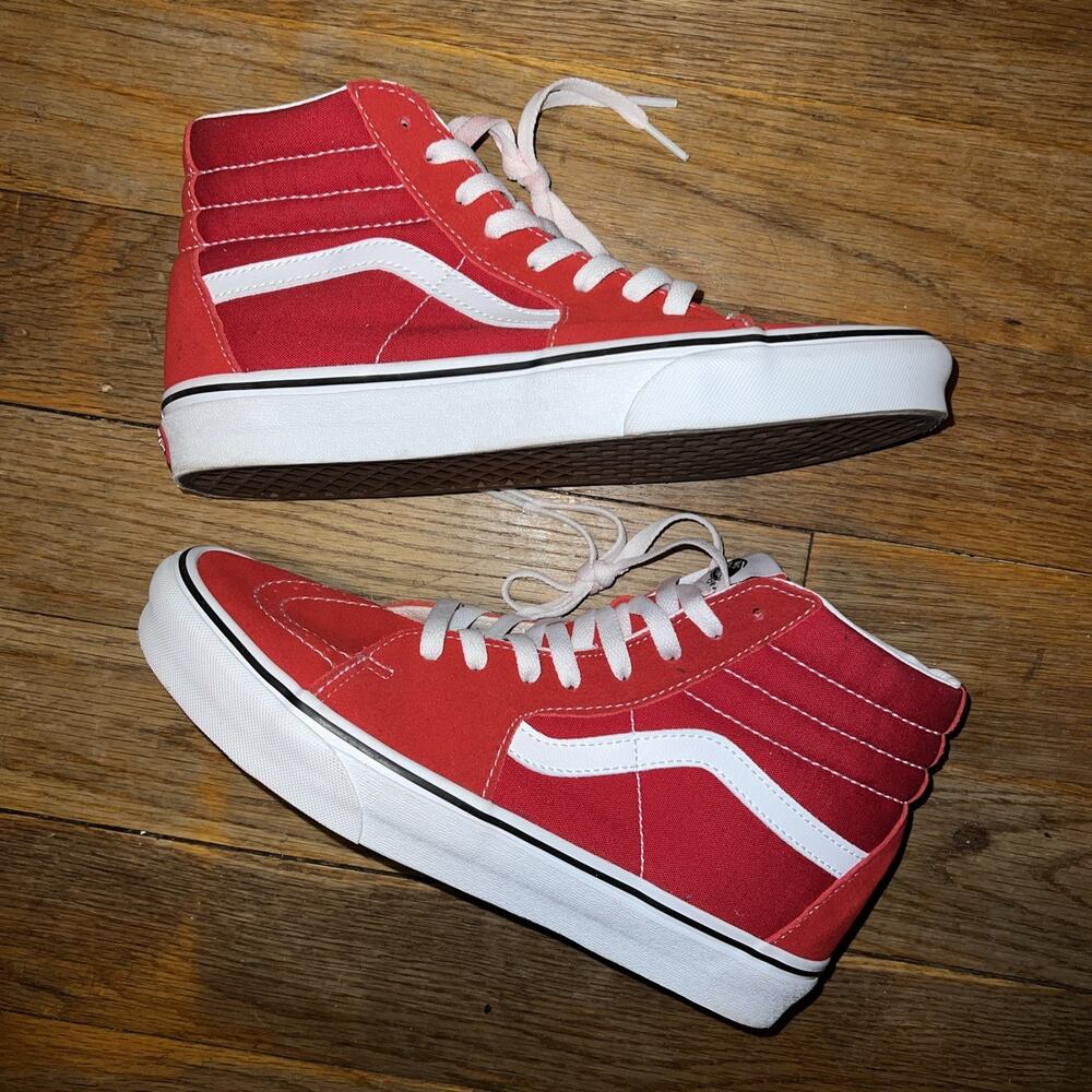 Vans Sk8 Hi Racing Red/True White Men Size 8/Women 9.5 skate.off the wall